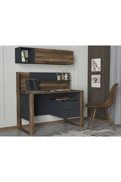 UnicUtil Desk, Style Edge, UnicUtil, 120 x 60 x 143.5 cm, Anthracite Grey & Brown, UUDESK09