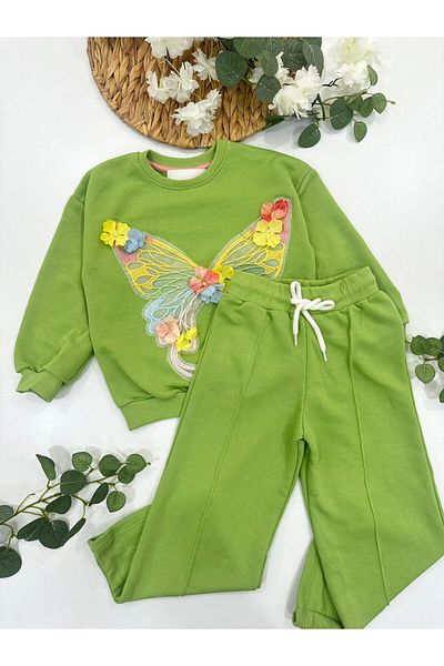 chibuumbabykids Girl's Butterfly Embroidered Tracksuit Set