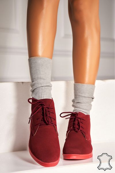 Joana Women's Genuine Suede Boots Bordeaux Ariona