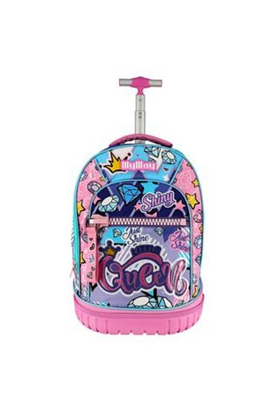 OEM School Trolley Backpack Pink Lilac Large Zipper Queen - My Way