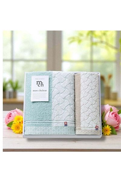 OEM Imabari Towel Set – 1 Bath Towel + 1 Face Towel, Gift Wrapped, Made in Japan