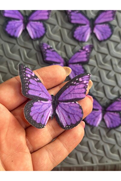 Gönülden Tasarım 6X6 CM 5 ADET KELEBEK SET ARMA DİKİŞ APLİKE Mor