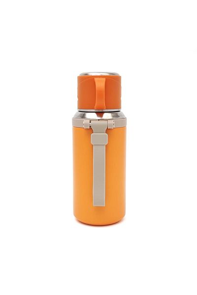 B4U Termos copii apa, din inox, cu capac si maner, portocaliu, 600 ml MD-022