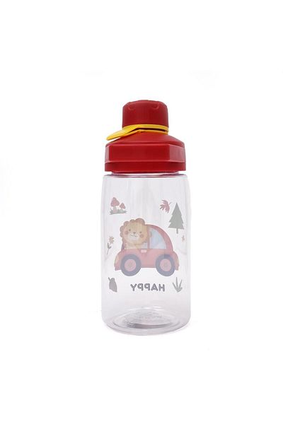 B4U Pop-up flip-top kindergarten water bottle for children, town-happy, red, 480 ml MD-SL-005