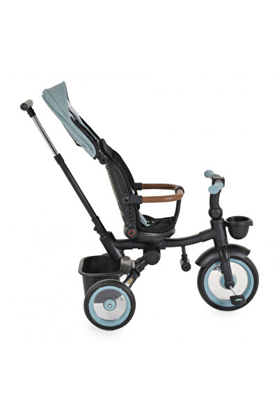 byox Jasper Green foldable children's tricycle, with parental handle, adjustable backrest, rotating seat