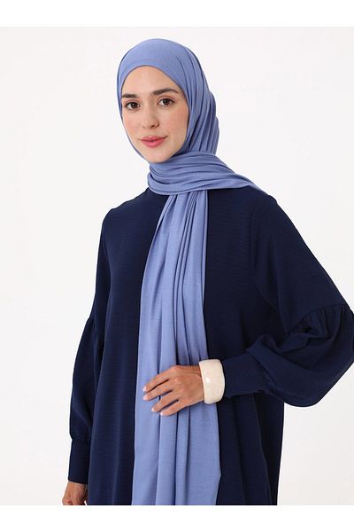 Tuva Premium Combed Cotton Shawl - Denim Blue -