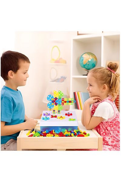 COOYA 193-Piece 3D Puzzle Toy with Electric Drill Screw Tool Set, Creative DIY Toy for Kids