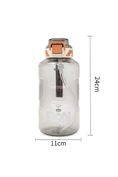 B4U Children's school water bottle, pop-up flip-top with straw, with handle, gray, 1510 ml G757