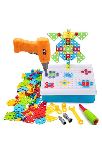 COOYA 193-Piece 3D Puzzle Toy with Electric Drill Screw Tool Set, Creative DIY Toy for Kids