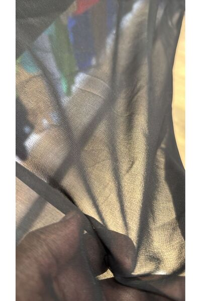 Butik İPEK ŞİFON SİYAH KUMAŞ