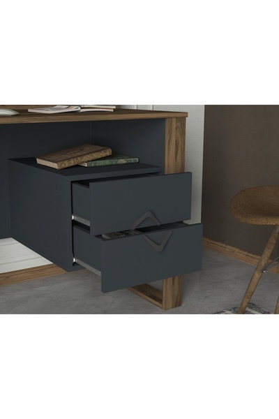 UnicUtil Desk, Style Edge, UnicUtil, 120 x 60 x 143.5 cm, Anthracite Grey & Brown, UUDESK09