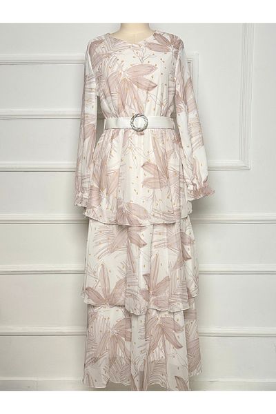 RACE FASHİON Patterned chiffon dress