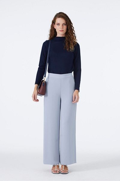 Zühre Wide Leg Gray Fabric Trousers P-0013