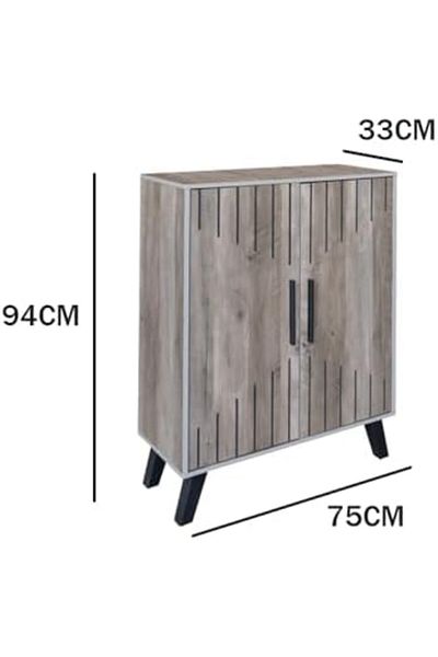 BAITY Two-Door Shoe Cabinet, Malaysian Wood, Gray Color