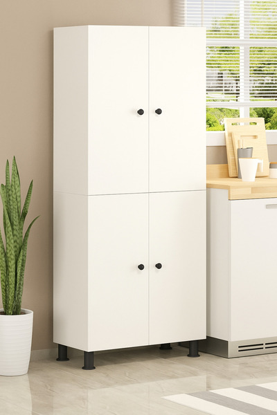 furniture royal design %100 mdf Beyaz 4 kapaklı 4 Raflı çok amaçlı çok amaçlı kiler /Banyo/Balkon dolabı 5cm en