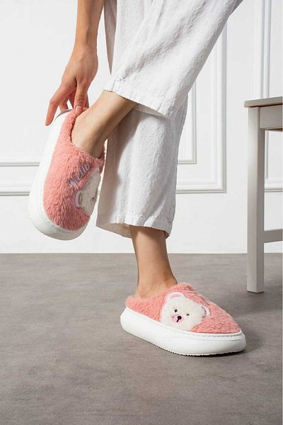redtan Woman |   Plush Fabric |   Cute Teddy Bear Patterned |   Comfortable |   Non-Slip Based |   Winter House Slippers