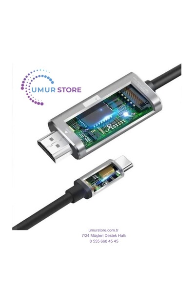 Herz 1.8 Metre Type-C To Hdmi 4K 60Hz Ses ve Görüntü Kablosu, Telefon, Tablet, Pc Hdmi Kablosu