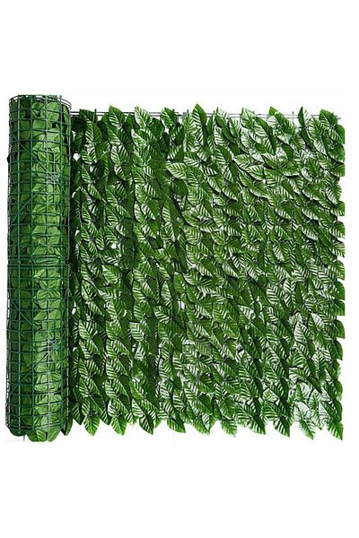 SERSIMO Screen panel with artificial leaves for fence or balcony, 100x500cm, green