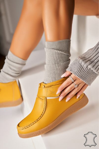 Joana Women's Natural Leather Boots Yellow Ilena