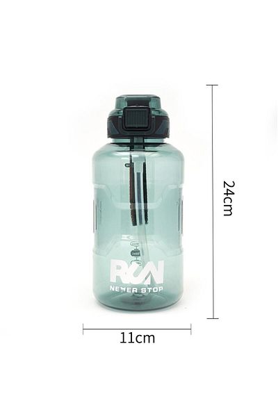 B4U Children's school water bottle, pop-up flip-top with straw, with handle, green, 1510 ml G757