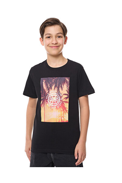 R&B Printed T-Shirt with Crew Neck and Short Sleeves