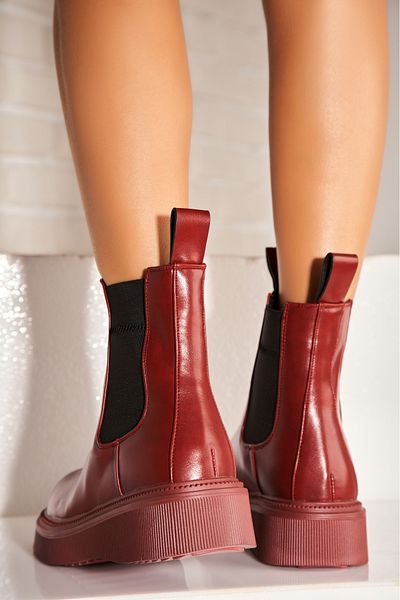 Joana Women's Red Fur-lined Boots Made of Ecological Leather Sadora