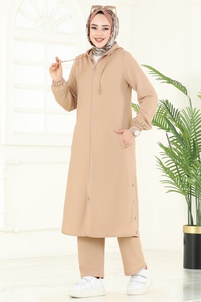 ModaMerve Front Zipper Hijab Suit Pl9147-Ms Vizyon