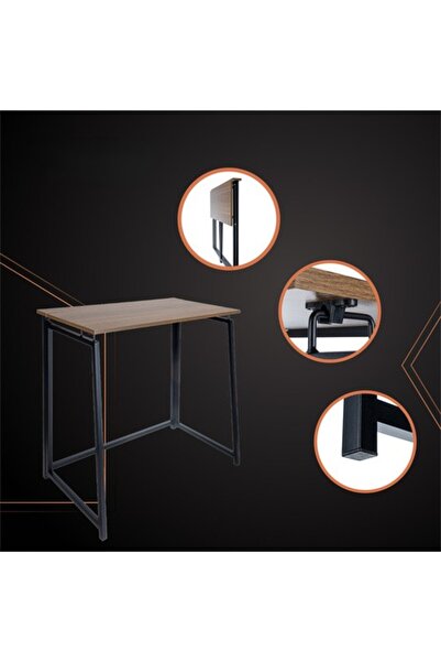 zola Folding desk, metal frame, industrial style, MDF, easy to assemble, 80 x 40 x 75 cm, brown/black