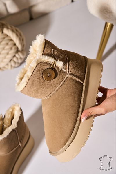 Joana Women's Genuine Suede Boots Khaki Anslea