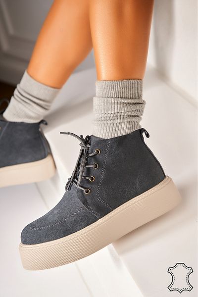Joana Women's Grey Suede Leather Boots Airyn