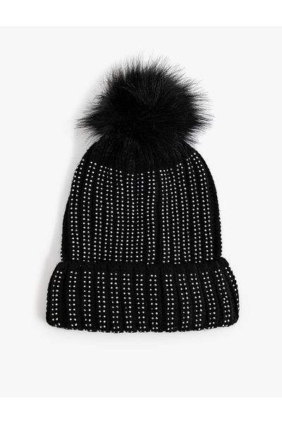 Koton Black Women's Stone Knitted Beanie