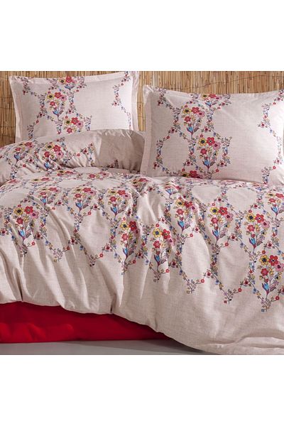 Pucioasa Double bed linen made of 100% cotton with traditional floral print, Navas