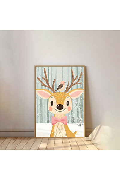 Dekorsiahome Pictură pentru cameră pentru copii cu rame din lemn dintr-o sing...