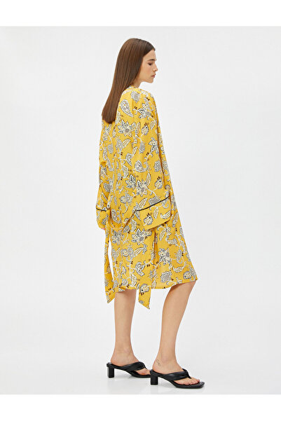 Koton Viscose Belted Midi Kimono