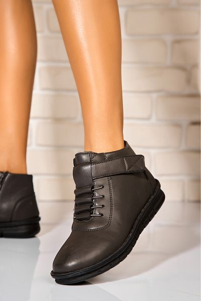 Joana Women's Fur-lined Gray Boots Made of Eco-Leather Elley