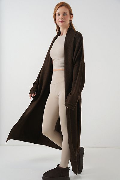 Bigdart Women's Long Oversize Knitwear Cardigan 15924 - Brown