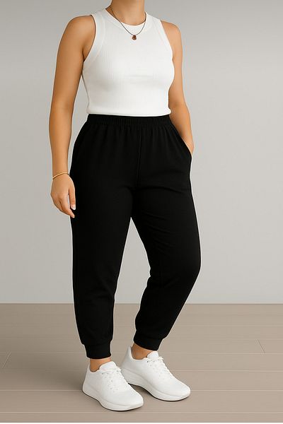 glanour Double Set: White Tank Top & Sweatpants