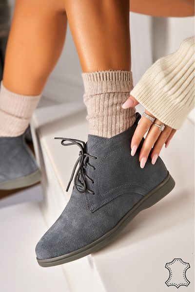 Joana Women's Genuine Suede Boots Grey Ariona
