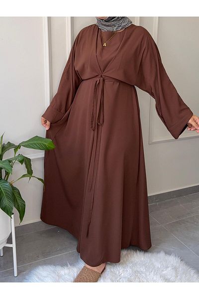 afife Tested Dress Medina Silk Fadi̇me Model Abaya Sleeve Large Size Waist Lace Dress