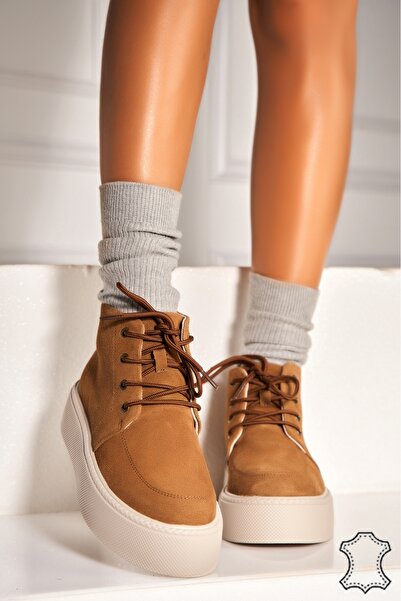 Joana Γυναικείες Μπότες από Γνήσιο Σουέτ Camel Airyn