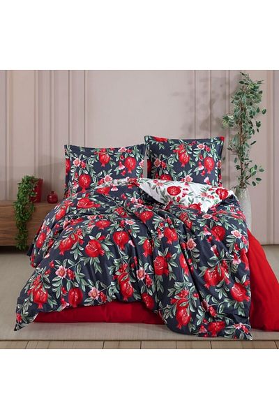 Pucioasa Double bed linen made of 100% cotton, pomegranate and flower print, Nare