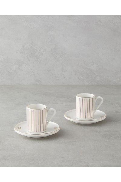 English Home Avelia Bone Porcelain 4 Piece Coffee Cup Set for 2 Persons 90 ml Pink - Gold (4.08.2025)