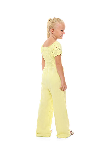 R&B Smocked Jumpsuit with Square Neck and Puff Sleeves