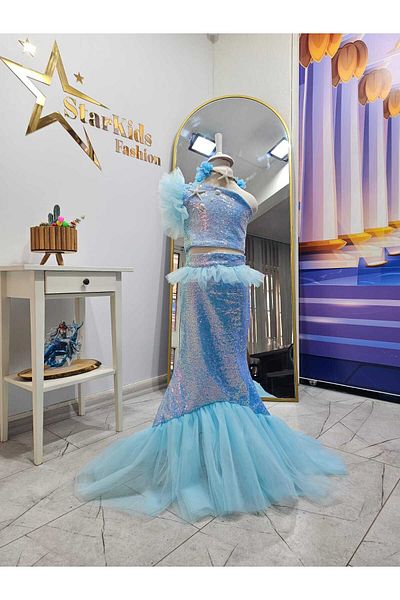 Star Kids Mermaid Costume Blue- Girl's Mermaid Dress-Fishtail Mermaid Dress