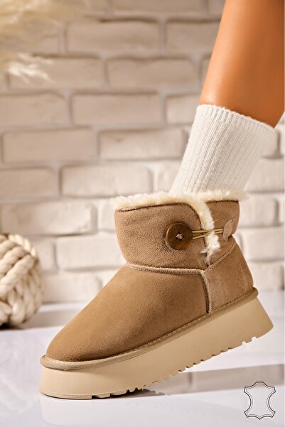 Joana Γυναικείες Μπότες από Γνήσιο Σουέτ σε Χακί Χρώμα Anslea