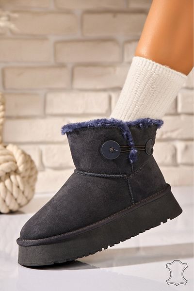 Joana Women's Genuine Suede Leather Boots Grey Anslea