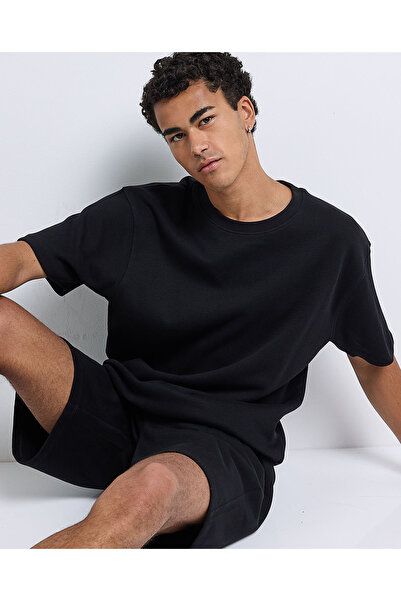 R&B تي شيرت سادة برقبة دائرية وأكمام قصيرة