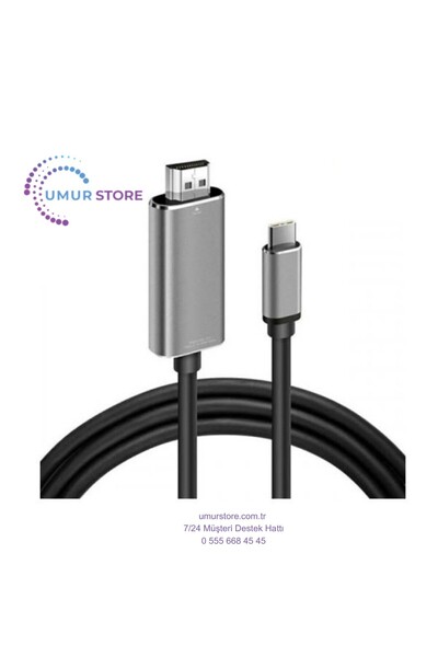 Herz 1.8 Metre Type-C To Hdmi 4K 60Hz Ses ve Görüntü Kablosu, Telefon, Tablet, Pc Hdmi Kablosu