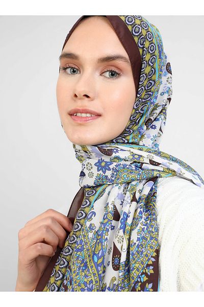 Tuva Ethnic Patterned Soft Shawl - Multicolored -