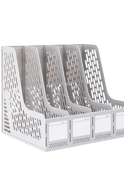 ALPA STORE 4 Compartment Magazine Holder Archive Box Desktop Organizer with Label Disassembled